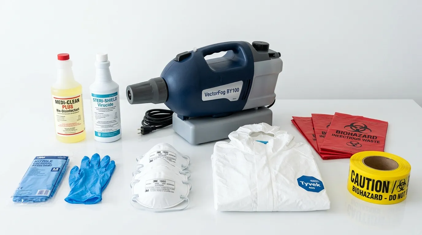 Professional biohazard remediation crew working in Reno